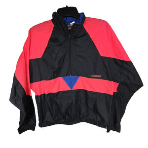 Vtg Nike Windbreaker Jacket Mens Medium Red Black Color Block Pullover 80s 90s